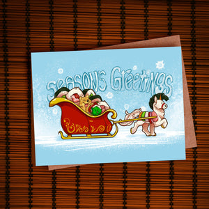 A Sushi Tomodachi " Sleigh Ride " Greeting Card