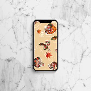 A Sushi Tomodachi " Pumpkin Pandas Mobile Phone Wallpaper (Digital Download) " 