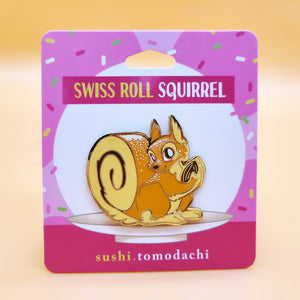 A Sushi Tomodachi " Swiss Roll Squirrel  " Design Pin