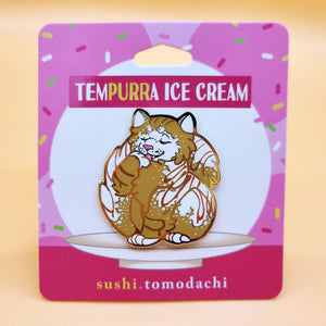A Sushi Tomodachi " Tem-Purr-a Ice Cream " Design Pin